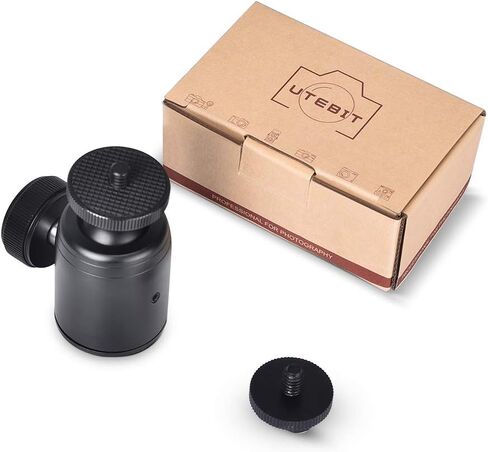 UTEBIT 2 Pack Mini Tripod Ball Head with 1/4" Camera Hot Shoe Mount, Black | 360° Vertical Pan 90° Camera Mount Adapter Photograph Attachment Accessories for Action Cameras Cam Light Microphone in Saudi Arabia