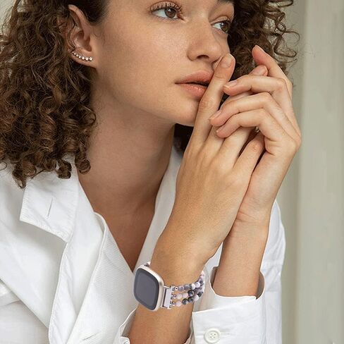 أساور إكسسوارات C&L متوافقة مع أساور Fitbit Versa 3/Versa 4 Bands/Fitbit Sense 2/Sense للنساء والرجال والأحجار الكريمة المطرزة in Kuwait