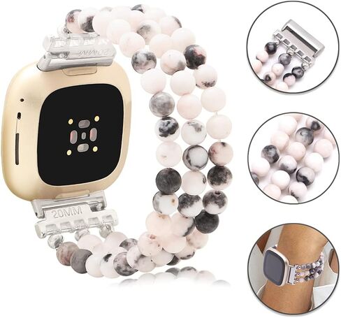 أساور إكسسوارات C&L متوافقة مع أساور Fitbit Versa 3/Versa 4 Bands/Fitbit Sense 2/Sense للنساء والرجال والأحجار الكريمة المطرزة in Kuwait