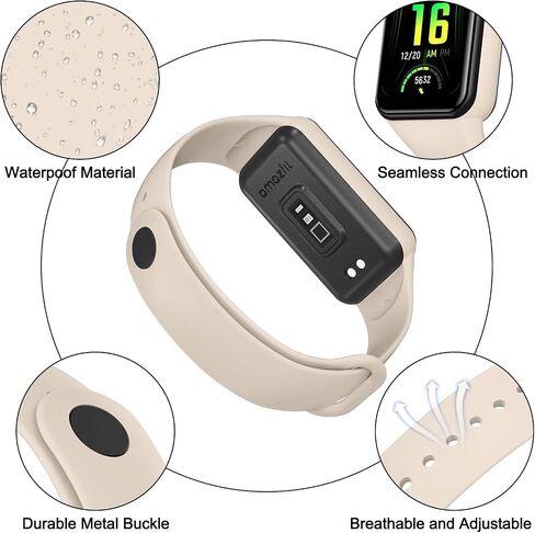 Amzpas TPU Bands for Amazfit Band 7 Fitness & Health Tracker, 3 Pack Soft Breathable Wristband, Adjustable Replacement Sportt Strap for Women Men in Kuwait
