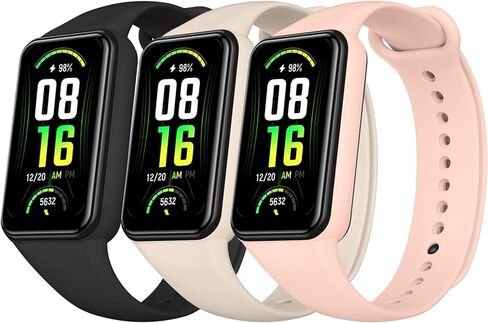 Amzpas TPU Bands for Amazfit Band 7 Fitness & Health Tracker, 3 Pack Soft Breathable Wristband, Adjustable Replacement Sportt Strap for Women Men in Kuwait