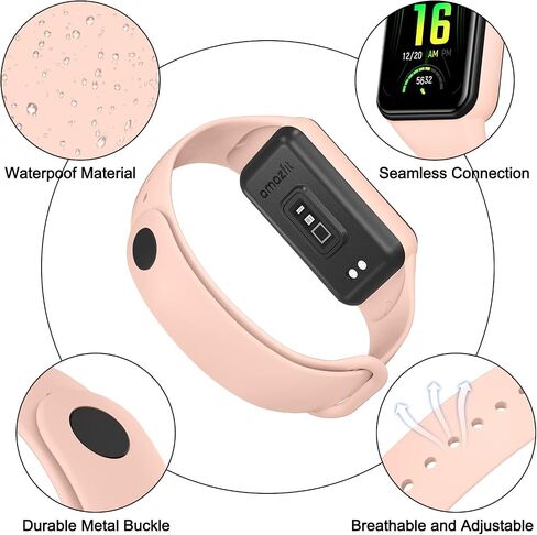 Amzpas TPU Bands for Amazfit Band 7 Fitness & Health Tracker, 3 Pack Soft Breathable Wristband, Adjustable Replacement Sportt Strap for Women Men in Kuwait