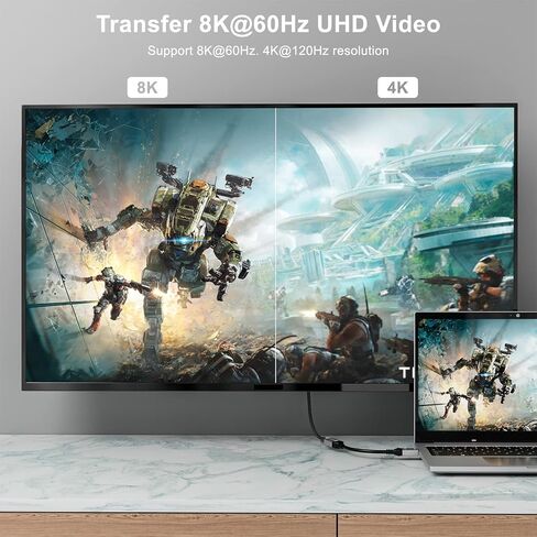 CABLEDECONN DisplayPort 1.4 to HDMI 2.1 Ultra HD 8K Male to Female Cable 0.25m Converter 8K@60Hz 4K@120Hz Directional Compatible with DisplayPort PC and HDMI Displays Tvs in Kuwait