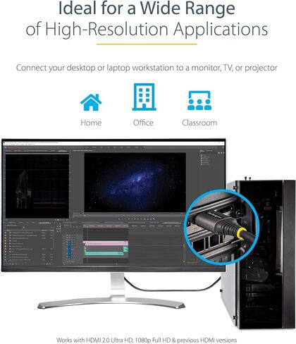 StarTech 3ft Premium Certified HDMI 2.0 Cable, 4K 60Hz, HDR10, M/M in Saudi Arabia