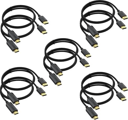 DisplayPort to HDMI Cable 10-Pack 6FT, 4K Male to Male, Gold-Plated Braided | UHD 4K, 2K, 1080P, Support Video and Audio for Dell, HP, NVIDIA, Samsung and More in Kuwait