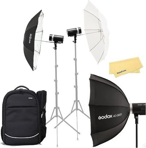 فلاش GODOX AD300 Pro Godox AD300Pro Godox Flash، TTL 2.4G HSS 1 / 8000s فلاش خارجي مع بطارية ليثيوم 2600 مللي أمبير في الساعة، وقت إعادة التدوير 0.01-1.5 ثانية، 320 ومضة طاقة كاملة، مع حقيبة ظهر/AD-S60S Softbox/مظلتين in Kuwait