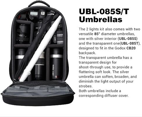 فلاش GODOX AD300 Pro Godox AD300Pro Godox Flash، TTL 2.4G HSS 1 / 8000s فلاش خارجي مع بطارية ليثيوم 2600 مللي أمبير في الساعة، وقت إعادة التدوير 0.01-1.5 ثانية، 320 ومضة طاقة كاملة، مع حقيبة ظهر/AD-S60S Softbox/مظلتين in Kuwait