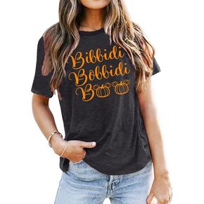 Bibbidi Bobbidi Boo Shirt Women Cute Halloween T-Shirt Funny Letter Print Tees Casual Vacation Tee Tops