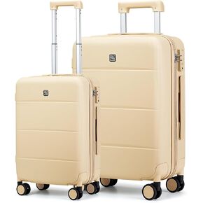 Hanke Hard Shell Luggage Sets 2 piece Large Suitcase Tsa Luggage Hard Shell Suitcases Checked Luggage With Spinner Wheels 20/26 inch(Smoke White)