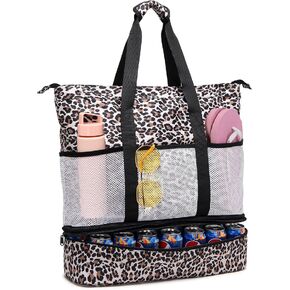 JIANYA Beach Bag Women Waterproof Sandproof Beach Tote Bags with Cooler Top Zipper Large Totes for Beach Pool Travel Daily