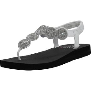 Skechers Women's Meditation-Stars & Sparkle-Circular Rhinestone Slingback Thong Flip-Flop
