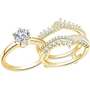 Newshe خواتم الزفاف للنساء خاتم الخطوبة محسن الفرقة طقم الزفاف الفضة الاسترليني 1.8Ct تشيكوسلوفاكيا حجم 4-13 in Kuwait