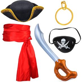 Yewong Captain Pirate Costume Accessory Set Tricorn Pirate Hat Pirate Accessories Kit Pirate Costume Role Play Set