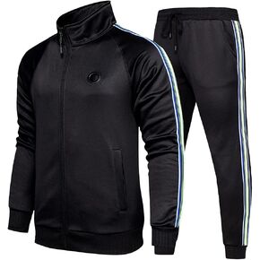 Men Tracksuit Set Full-Zip Sweatshirt Jogger Sweatpants Warm Sports Suit Gym Training Wear in Saudi Arabia