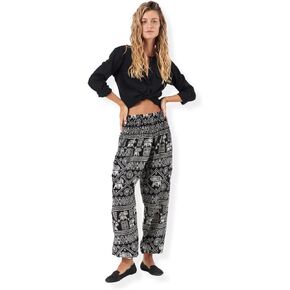 سراويل حريم Happy Trunks للنساء/سراويل اليوغا النسائية مع جيوب (S-XXL) ملابس هيبي/ملابس بوهو للنساء/صالة الشاطئ in Kuwait