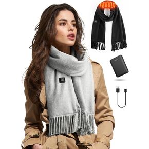 Eventek Heated Scarf for Men/Women with 5500mAh Power Bank, 3 Temperature Settings Battery Operated Heater for Winter