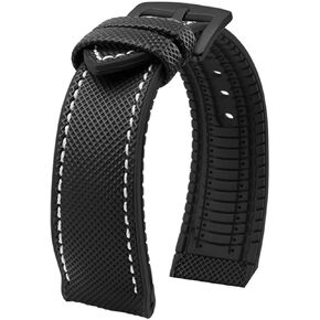 Strapseeker Theo Hybrid Nylon & FKM Rubber Performance Watch Band- Replacement Watch Bands Quality Waterproof- Watch Straps for Men & Women- Deployment Clasp Pin Buckle- Compatible with Most Watches- 22mm, 24mm