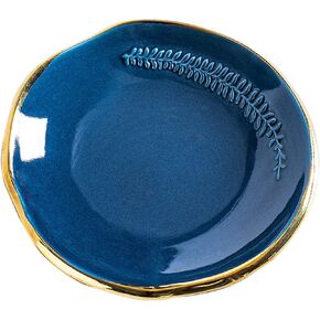 CEIERPH Ceramic Leaf Jewelry Dish Tray Ring Holder, Small Decorative Trinket Dish for Rings Earrings Necklaces, Gift for Women Wife Mom, Birthday Wedding Christmas Valentine Gifts, 4 Inch, Blue in Saudi Arabia