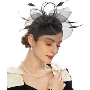 Cizoe Women's Kentucky Derby Fascinators Tea Party Hat Mesh Floral Feather Hair Clip Fascinator Headwear for Wedding Cocktail