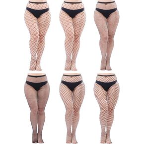 Aneco 6 Pairs Plus Size Sexy Fishnets Cross Mesh Tights Pantyhose Stockings Tights Thigh High Stockings in Saudi Arabia