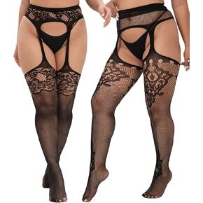 MANZI Plus Size Thigh High Stockings Womens Fishnet Tights in Kuwait
