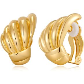NEPULOY Gold Clip on Earrings Button Rectangular Drop Clip Earrings for Women Trendy Earrings for Women Girls