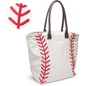 YIQIGO Baseball Bag Handbag for Woman Shopping Bag Travel Bag Canvas Casual Bag with Softball Varsity Gym Shoulder Handbag