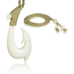 KanaKala Pacific Hawaiian Made on Maui Hand Carved Bone Fish Hook Necklace Men. Our Moana Movie and Zac Brown Band Inspired Replica. in Saudi Arabia