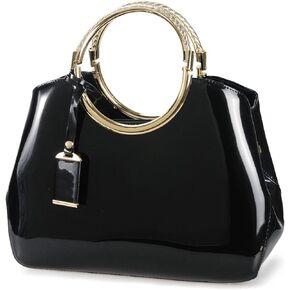 HOXIS Charm Glossy Metal Grip Structured Shoulder Handbag Women Satchel in Kuwait