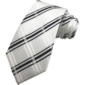 Veegood Men's Classic Ties For Men Jacquard Woven Silk Tie Plaid Striped Necktie for Men Party Suit