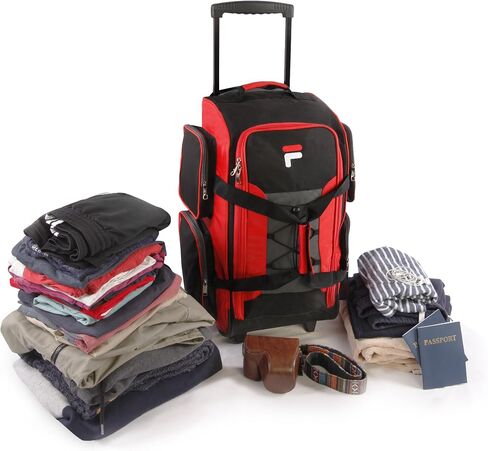 Fila 22" Lightweight Carry On Rolling Duffel Bag, Black, One Size in Saudi Arabia