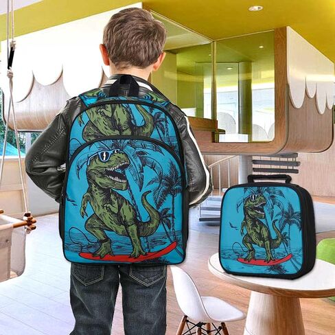 حقيبة ظهر على شكل ديناصور من AGSDON للأولاد، مقاس 16 بوصة للأطفال الصغار في مرحلة ما قبل المدرسة وحقيبة كتب وصندوق غداء in Kuwait
