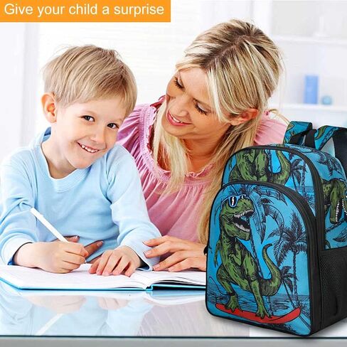حقيبة ظهر على شكل ديناصور من AGSDON للأولاد، مقاس 16 بوصة للأطفال الصغار في مرحلة ما قبل المدرسة وحقيبة كتب وصندوق غداء in Kuwait