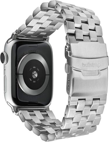 حزام ساعة معدني من الفولاذ المقاوم للصدأ 316L للرجال من Bullstrap متوافق مع Apple Watch Series 1-7 in Kuwait