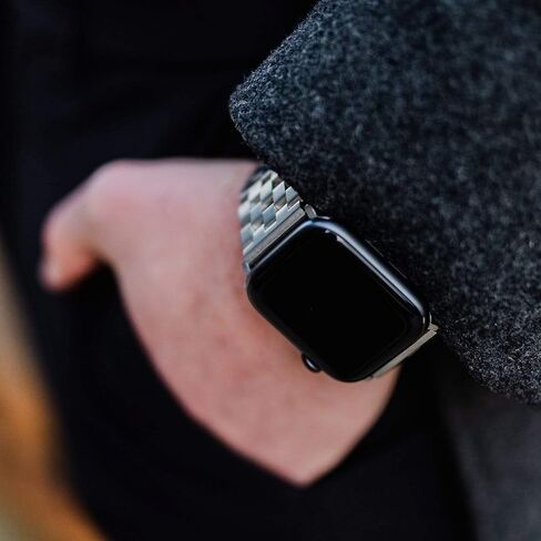 حزام ساعة معدني من الفولاذ المقاوم للصدأ 316L للرجال من Bullstrap متوافق مع Apple Watch Series 1-7 in Kuwait