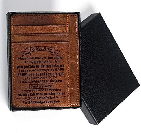 Engraved Pocket Wallet To My Son Dad Husband, Personalized Gift Slim Cards Case Money Clips (Card holder to grandpa) in Saudi Arabia