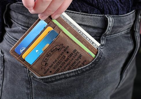 Engraved Pocket Wallet To My Son Dad Husband, Personalized Gift Slim Cards Case Money Clips (Card holder to grandpa) in Saudi Arabia