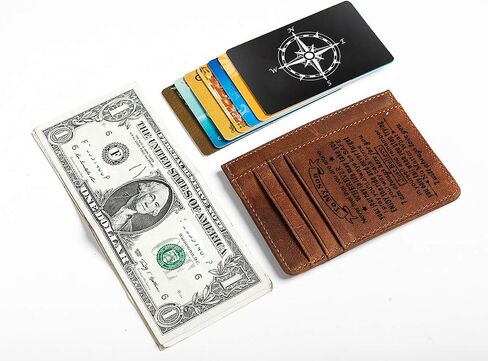 Engraved Pocket Wallet To My Son Dad Husband, Personalized Gift Slim Cards Case Money Clips (Card holder to grandpa) in Saudi Arabia
