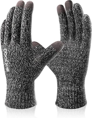 COOLJOB Warm Fleece Knit Winter Gloves for Men Women, Touch Screen Fingers, Non-slip Silicone Grip and Elastic Cuff in Kuwait