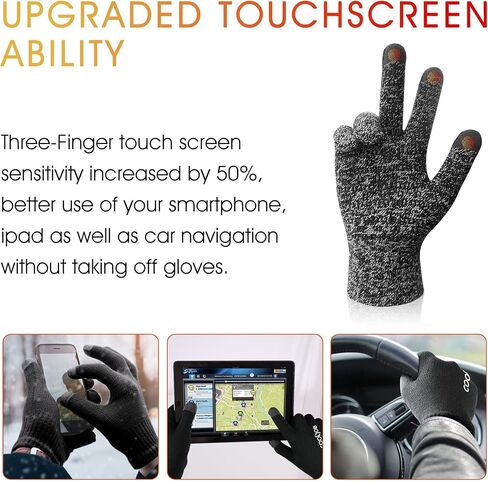 COOLJOB Warm Fleece Knit Winter Gloves for Men Women, Touch Screen Fingers, Non-slip Silicone Grip and Elastic Cuff in Kuwait