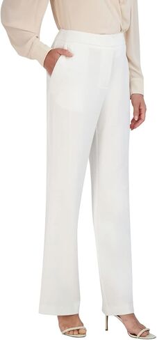 BCBGMAXAZRIA Women's Straight Leg Pant Crease Functional Pockets Trouser in Saudi Arabia