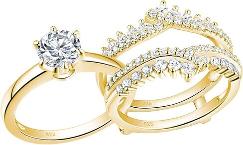 Newshe خواتم الزفاف للنساء خاتم الخطوبة محسن الفرقة طقم الزفاف الفضة الاسترليني 1.8Ct تشيكوسلوفاكيا حجم 4-13 in Kuwait