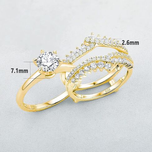 Newshe خواتم الزفاف للنساء خاتم الخطوبة محسن الفرقة طقم الزفاف الفضة الاسترليني 1.8Ct تشيكوسلوفاكيا حجم 4-13 in Kuwait