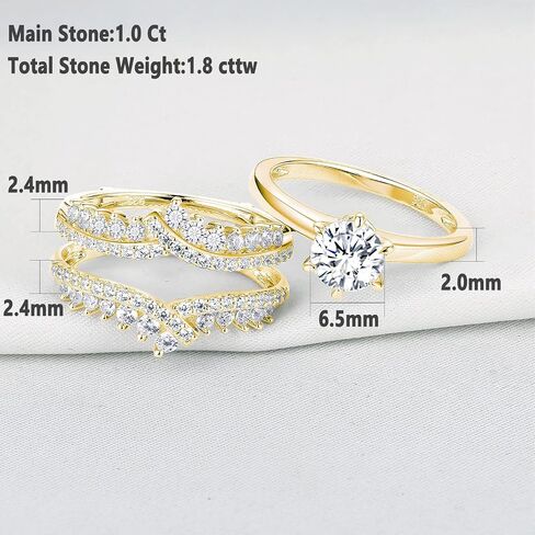 Newshe خواتم الزفاف للنساء خاتم الخطوبة محسن الفرقة طقم الزفاف الفضة الاسترليني 1.8Ct تشيكوسلوفاكيا حجم 4-13 in Kuwait