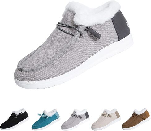 AngryMonkey Women's Winter Warm Wendy Shoes,Comfort Cotton Lined Ankle Lightweight Non-slip Moccasins Canvas Flat Snow Boots in Saudi Arabia
