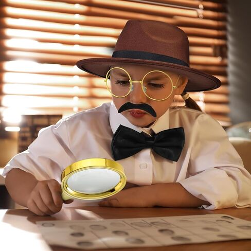 Kasyat 6 قطع من إكسسوارات زي المباحث المفتش الكبار Clouseau زي المحقق قبعة إكسسوارات الأدوات للهالوين in Kuwait