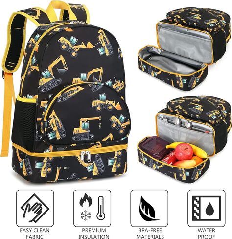 حقيبة ظهر LEDAOU للغداء للأطفال مع حجرة الغداء للأولاد والبنات حقيبة الكتب المعزولة لمرحلة ما قبل المدرسة الابتدائية in Kuwait