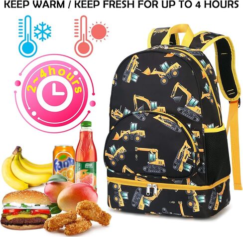 حقيبة ظهر LEDAOU للغداء للأطفال مع حجرة الغداء للأولاد والبنات حقيبة الكتب المعزولة لمرحلة ما قبل المدرسة الابتدائية in Kuwait