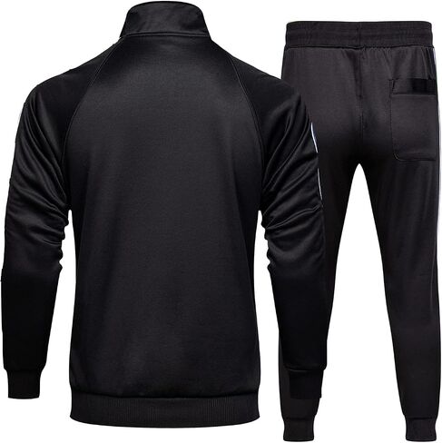 Men Tracksuit Set Full-Zip Sweatshirt Jogger Sweatpants Warm Sports Suit Gym Training Wear in Saudi Arabia