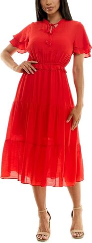 فستان Nanette Nanette Lepore النسائي طويل ذو نسيج كاريبي مع تنورة ثلاثية الطبقات in Kuwait